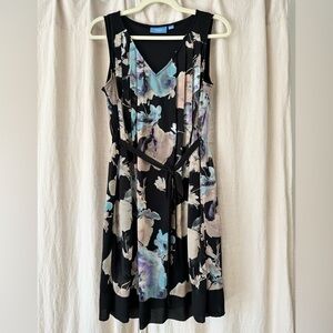 Simply Vera Vera Wang Black Sheer Pleated Floral Dress